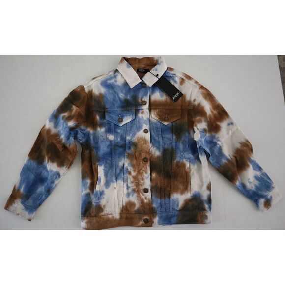 Nasty Gal Women's Sz 4/Sm Blue Tie Dye Roll Hem Cheeky Shorts/Bf Jacket Set $180 - Picture 2 of 11